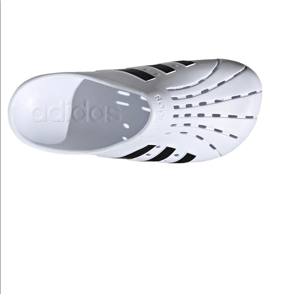 Brand New Adidas Adilette White/Black Clog sz 7 & 8 women left - Picture 7 of 11